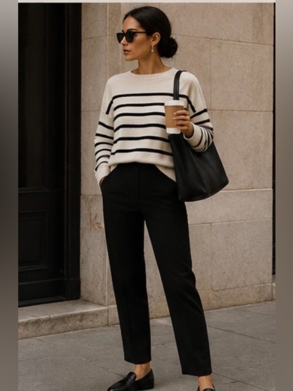 Eileen Fisher Black Pull On Stretch Washable Stretch Crepe Slim Leg Pant